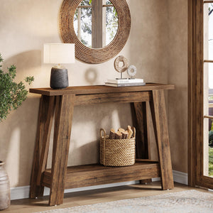 Farmhouse Console Table 2-Tier with Storage Shelf