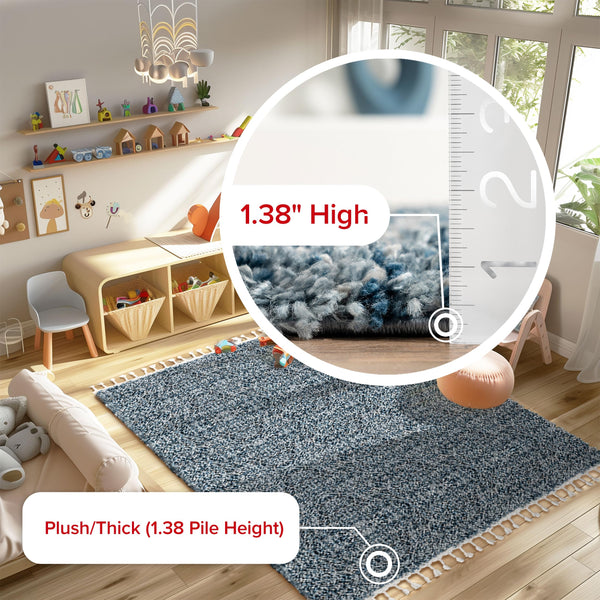12x15 Shag Area Rug – Solid Plush Polypropylene, Indoor, Rectangular
