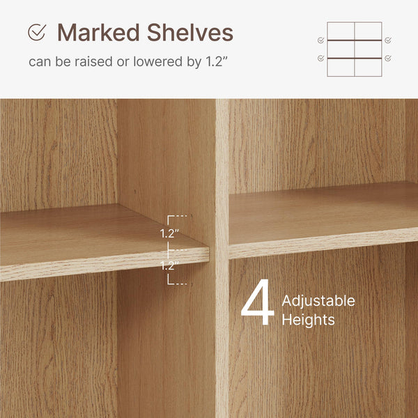 59" Tall Bookcase with Doors & Adjustable Shelves