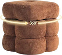 360° Swivel Flower Ottoman Linen Vanity Stool with Footrest
