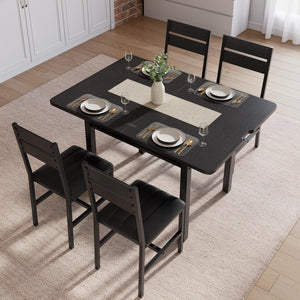 Extendable Dining Table Set for 4 with Upholstered Chairs & Storage Rack
