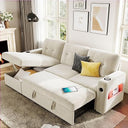 L-Shaped Sleeper Sofa with Storage & Charging Station