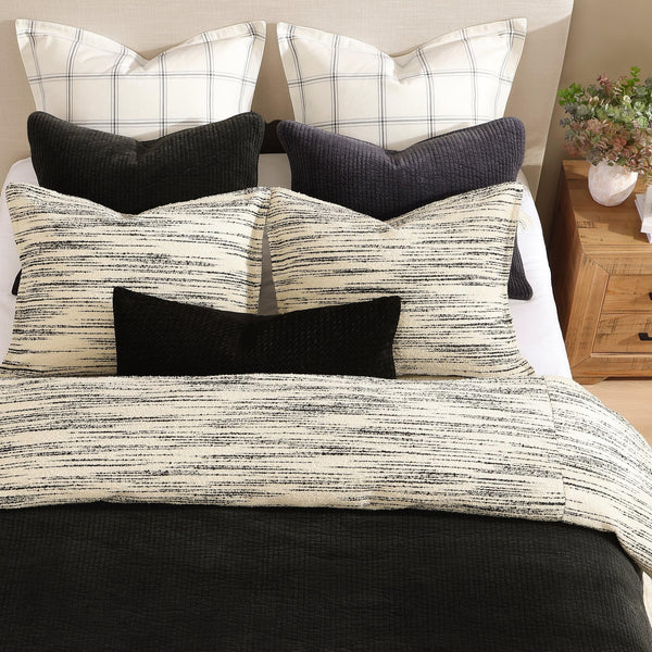 King Striped Bouclé Duvet Cover Set – Ivory & Black