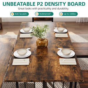 6-Piece Farmhouse Dining Table Set for 6-8