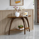 Half-Moon Console Sofa Table with Lower Shelf
