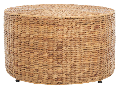 Round Wicker Coffee Table with Iron Legs