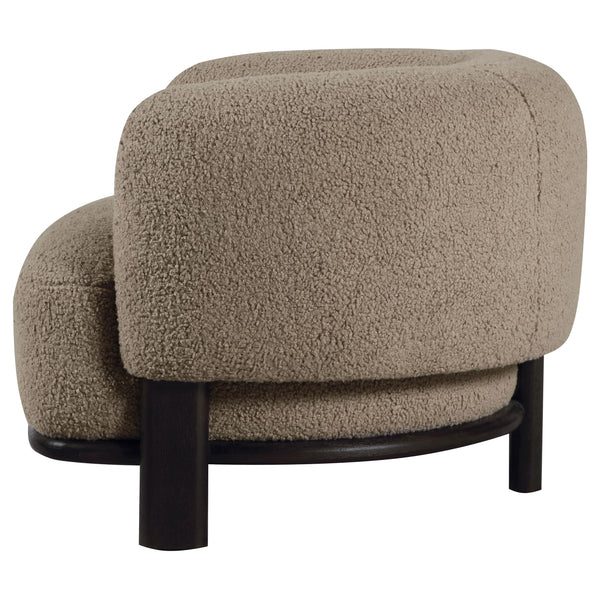 Barrel Back Accent Chair — Upholstered with Oak Wood Frame