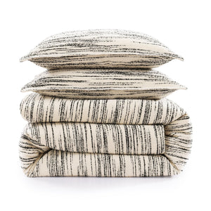 King Striped Bouclé Duvet Cover Set – Ivory & Black