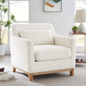 Oversized Accent Armchair with Wood Base