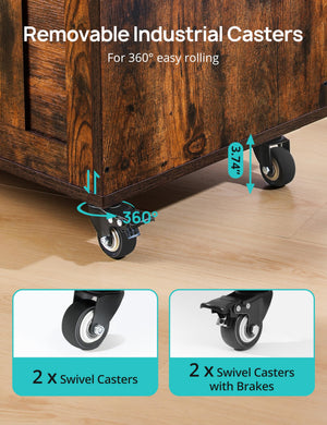 Wooden Storage Bench with Wheels & Safety Hinges