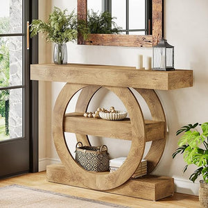 3-Tier Farmhouse Console Table with Storage Shelves