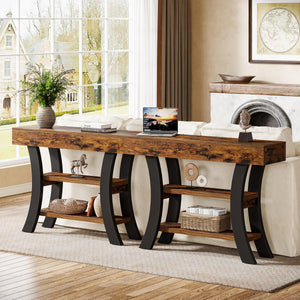 41" 3-Tier Curved Console Table with Storage Shelves