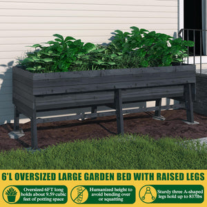 Cedar Raised Garden Bed 6x3x2FT with Wheels, Legs & Liner