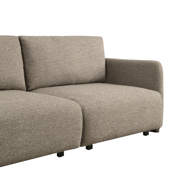 Convertible Sleeper Sofa Queen Size – Boucle Fabric, Wood Legs