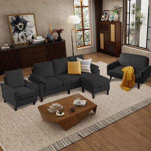 4-Piece Corduroy Living Room Set – Sofa, Loveseat, Chair & Ottoman