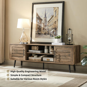 Mid-Century Modern TV Stand with Storage Cabinet – Fits TVs up to 65"