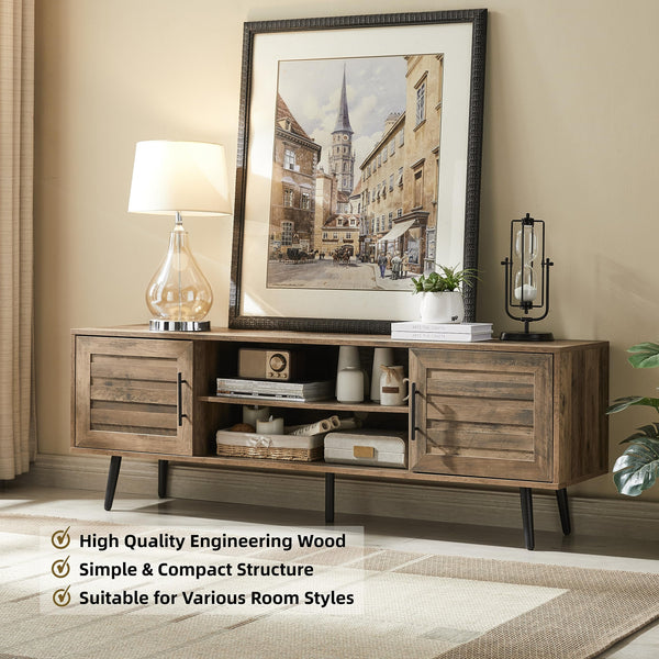 Mid-Century Modern TV Stand with Storage Cabinet – Fits TVs up to 65"