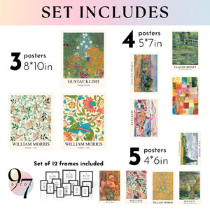 Eclectic Framed Wall Art Set – 12-Piece Colorful Gallery Posters