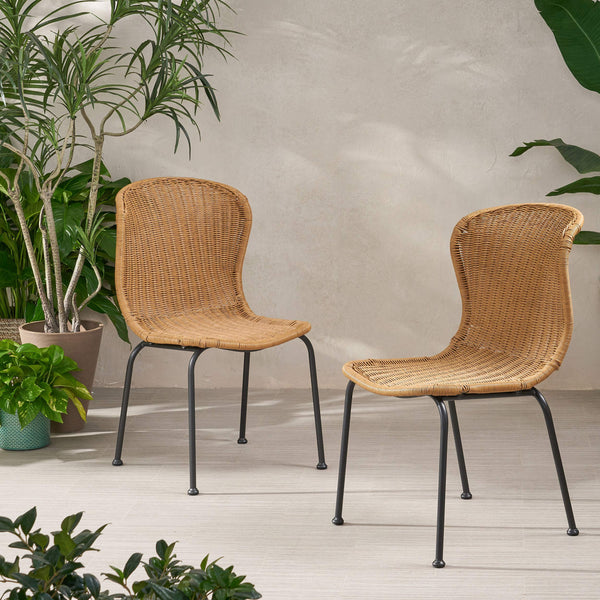 Outdoor Wicker Dining Chairs Set of 2