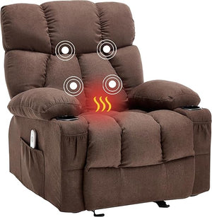 Massage Rocker Recliner Chair with Heat & Vibration – 4 Pockets, Cup Holders & USB Port
