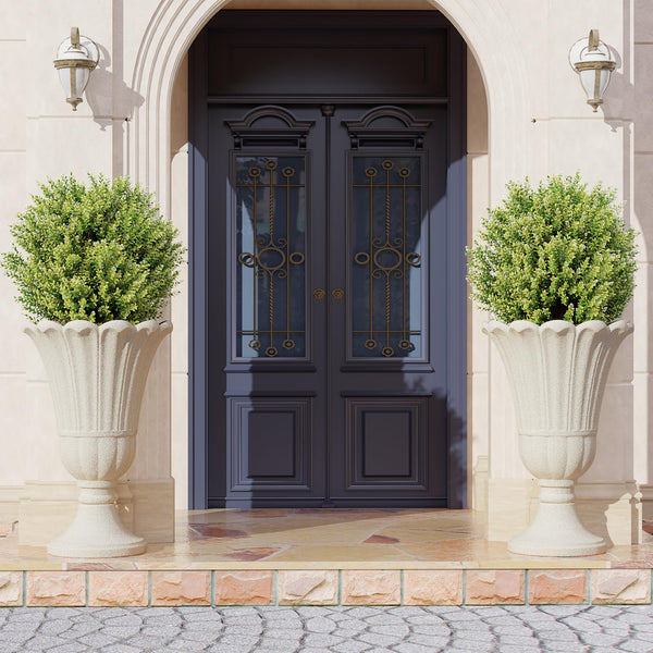 Tall Planters for Outdoor Plants Set of 2 with Drainage Holes