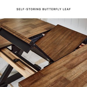 Farmhouse Dining Extension Table – Dark Brown & Black