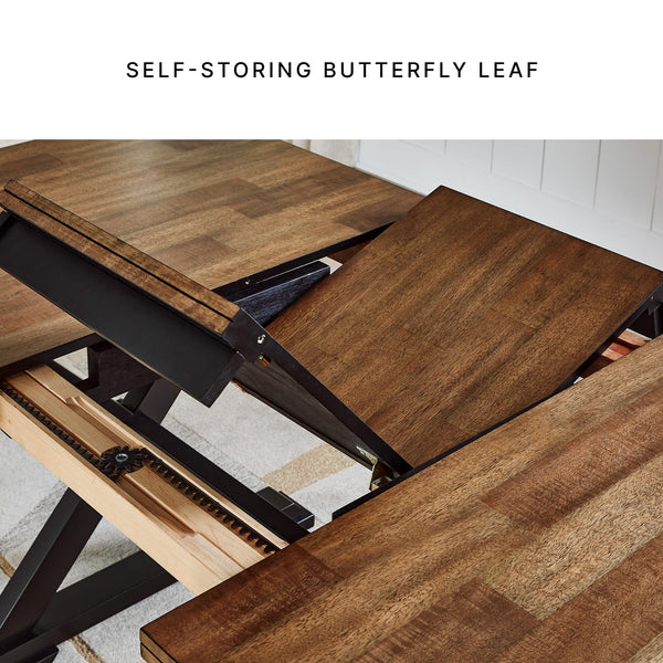 Farmhouse Dining Extension Table – Dark Brown & Black
