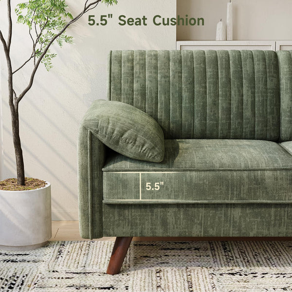 Chenille Loveseat Sofa with Padded Arms – 64.5" Modern Couch for Living Room