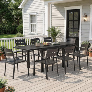 Expandable Aluminum Outdoor Dining Table – 53" to 106", Seats 6–10