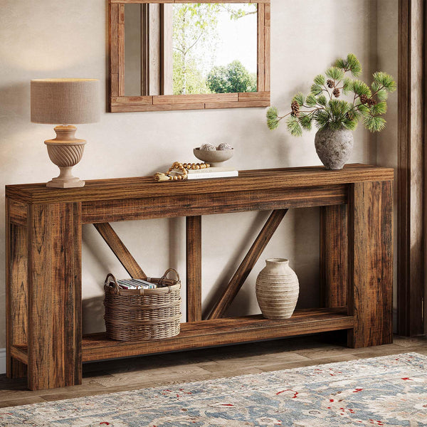 70.9" Narrow Console Sofa Table with Storage Shelf