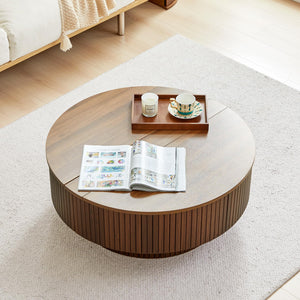 Round Coffee Table with Lift-Top & Flip-Top Storage