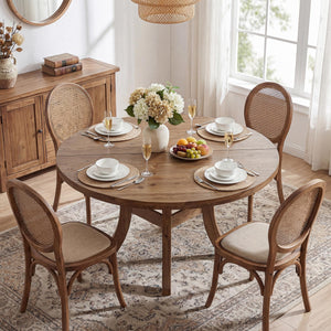 47" Round Solid Wood Dining Table with Curved Legs