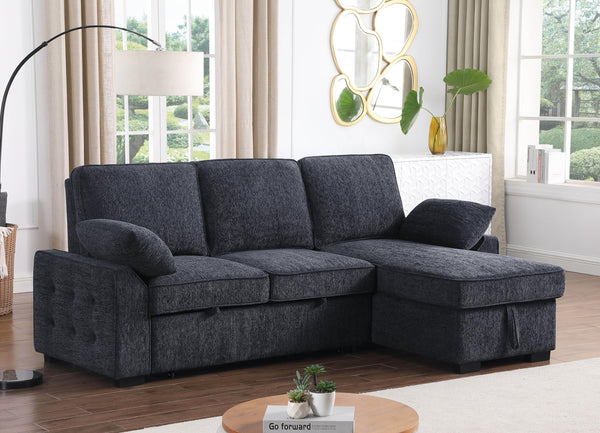 L-Shaped Sleeper Sectional Sofa with Storage & Charging