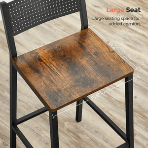Industrial Bar Stools Set of 2 with Backrest