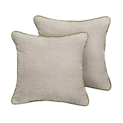 Outdoor Square Corded Throw Pillows 24" x 24" Cast Silver Set of 2