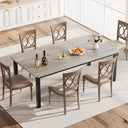 Industrial Dining Table for 6-8 People, 78.7" Rectangular Kitchen Table with Metal Frame