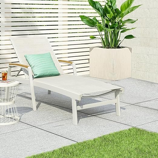 Outdoor Aluminum Adjustable Chaise Lounge Chair with Mesh Seating