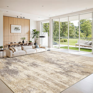 12x15 Abstract Area Rug – Non-Slip Washable Low-Pile Polyester