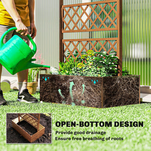 Raised Garden Bed with Trellis and Pergola Roof – Fir Wood Planter Box