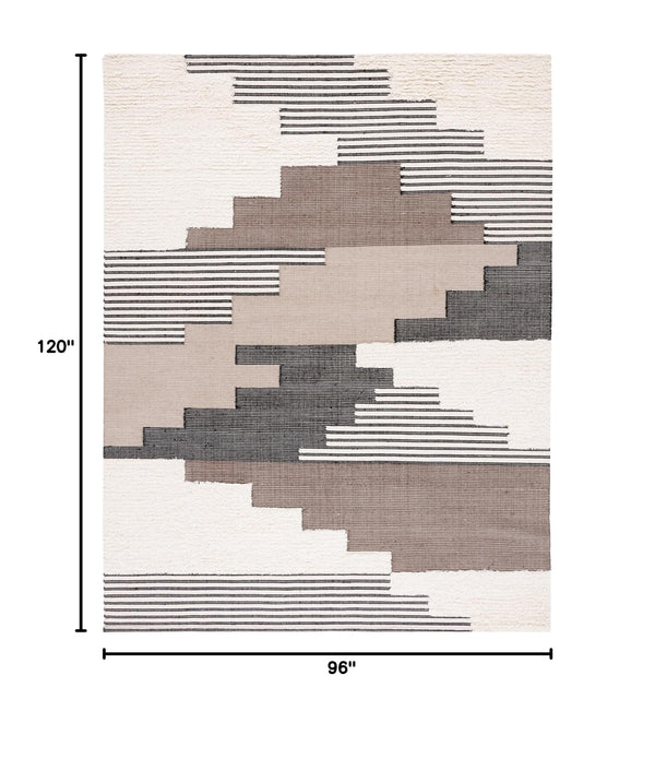 Hand-Knotted Wool Area Rug 8x10 – Tribal Southwestern Design