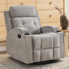 Manual Recliner Chair with Cup Holders & Overstuffed Back