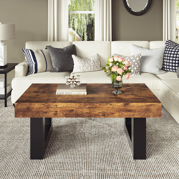 Rustic Industrial Rectangle Coffee Table 41" – Engineered Wood