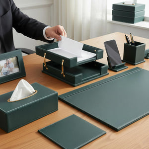 11-Piece PU Leather Desk Organizer Set