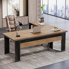 L-Shaped Executive Desk with Mobile File Cabinet and Storage Drawers