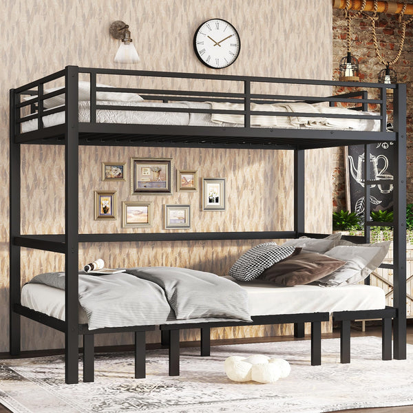 Twin XL Over Twin XL Futon Bunk Bed with Sofa