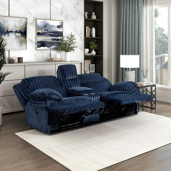 Corduroy Reclining Sofa Set with Pillow Top Arms & Pocket Coil Cushions