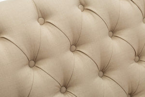Button Tufted Loveseat Settee with High Back – Khaki