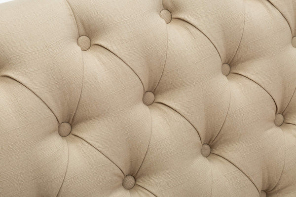 Button Tufted Loveseat Settee with High Back – Khaki