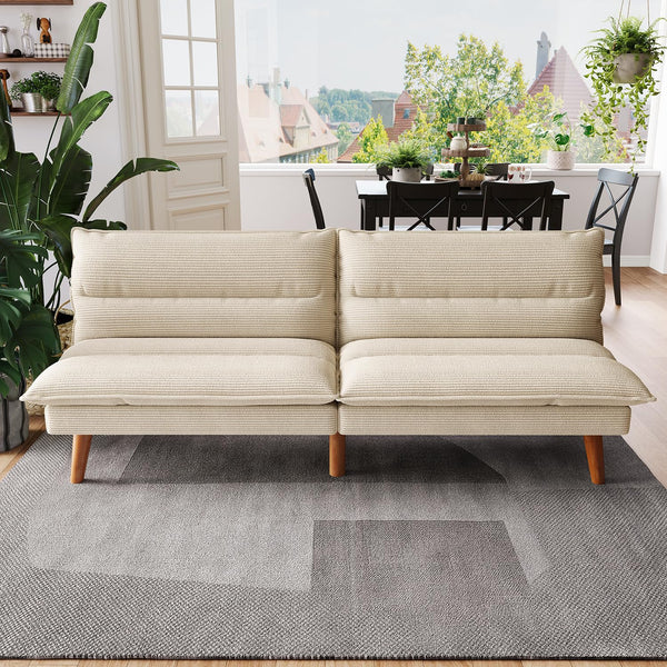 Convertible Corduroy Futon Sofa Bed with Adjustable Backrest