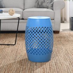 Lace-Cut Iron Drum Side Table